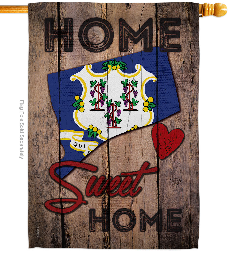 H191157-BO 28 x 40 in. State Connecticut Home Sweet American State Vertical House Flag with Double-Sided Decorative Banner Garden Yard Gift