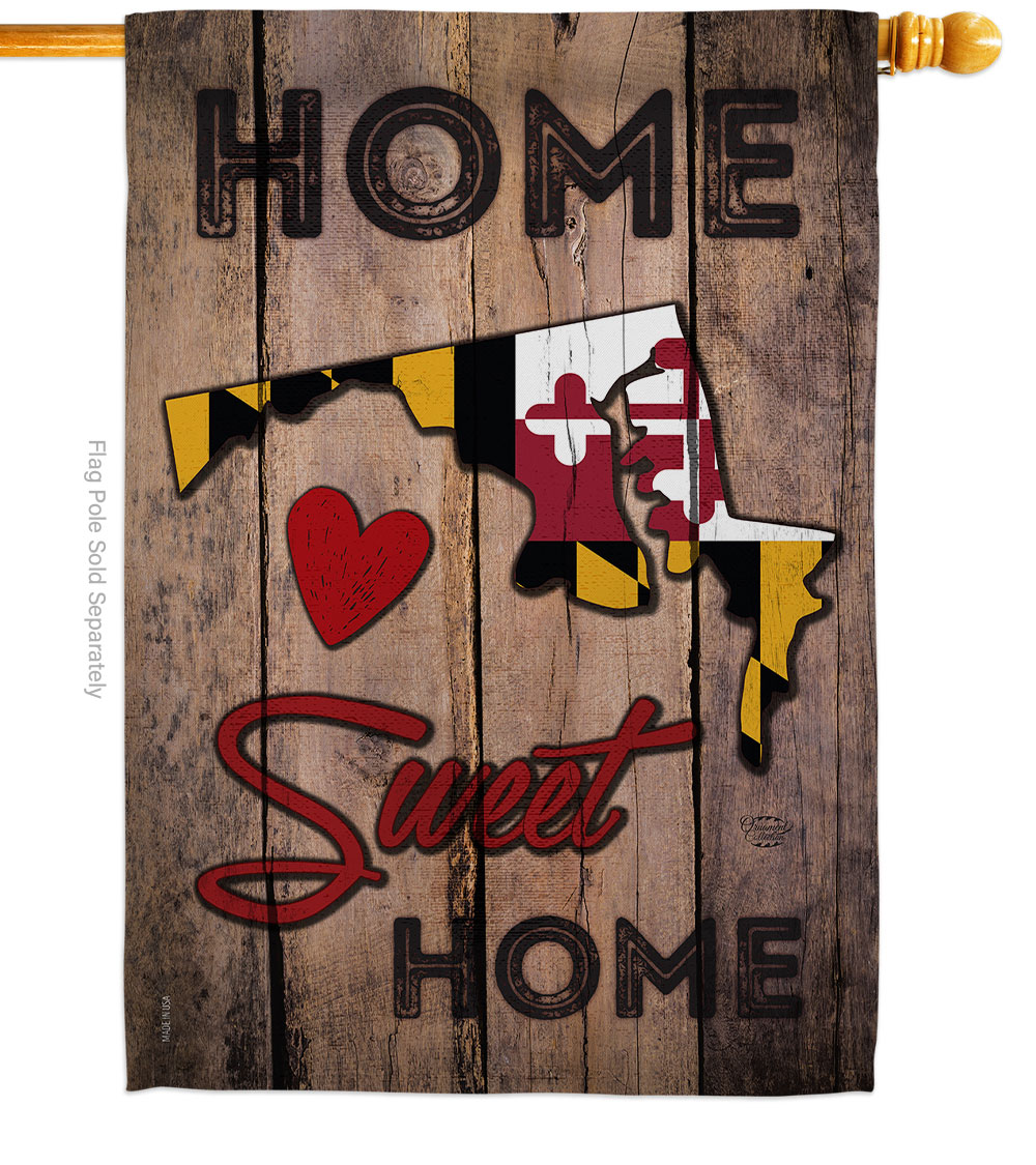 H191158-BO 28 x 40 in. State Maryland Home Sweet American State Vertical House Flag with Double-Sided Decorative Banner Garden Yard Gift