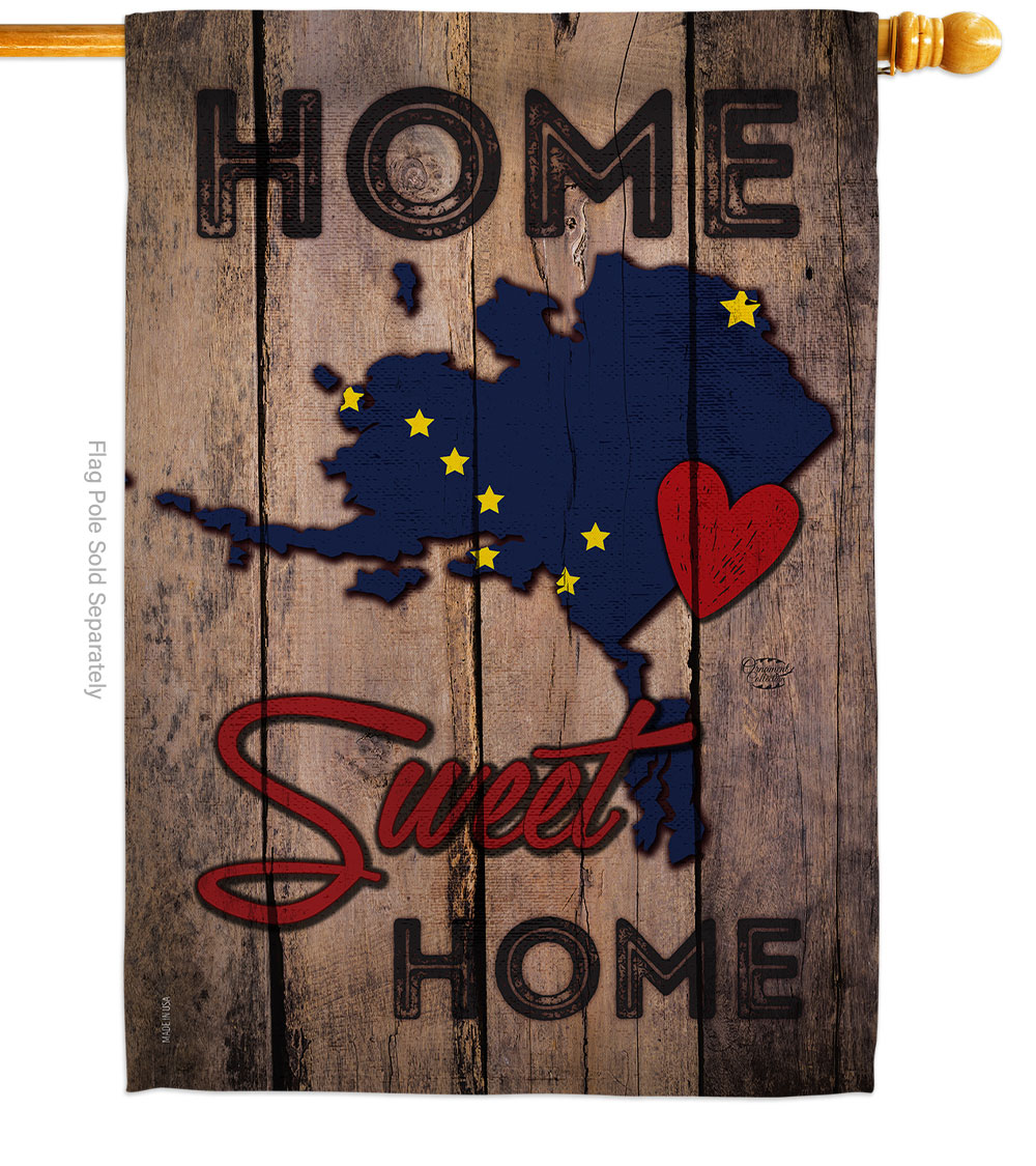 H191159-BO 28 x 40 in. State Alaska Home Sweet American State Vertical House Flag with Double-Sided Decorative Banner Garden Yard Gift