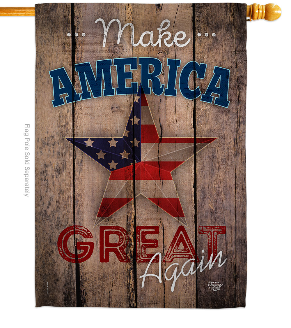 H191188-BO 28 x 40 in. Make America Great Again American Star & Stripes Vertical House Flag with Double-Sided Decorative Banner Garden Yard Gift