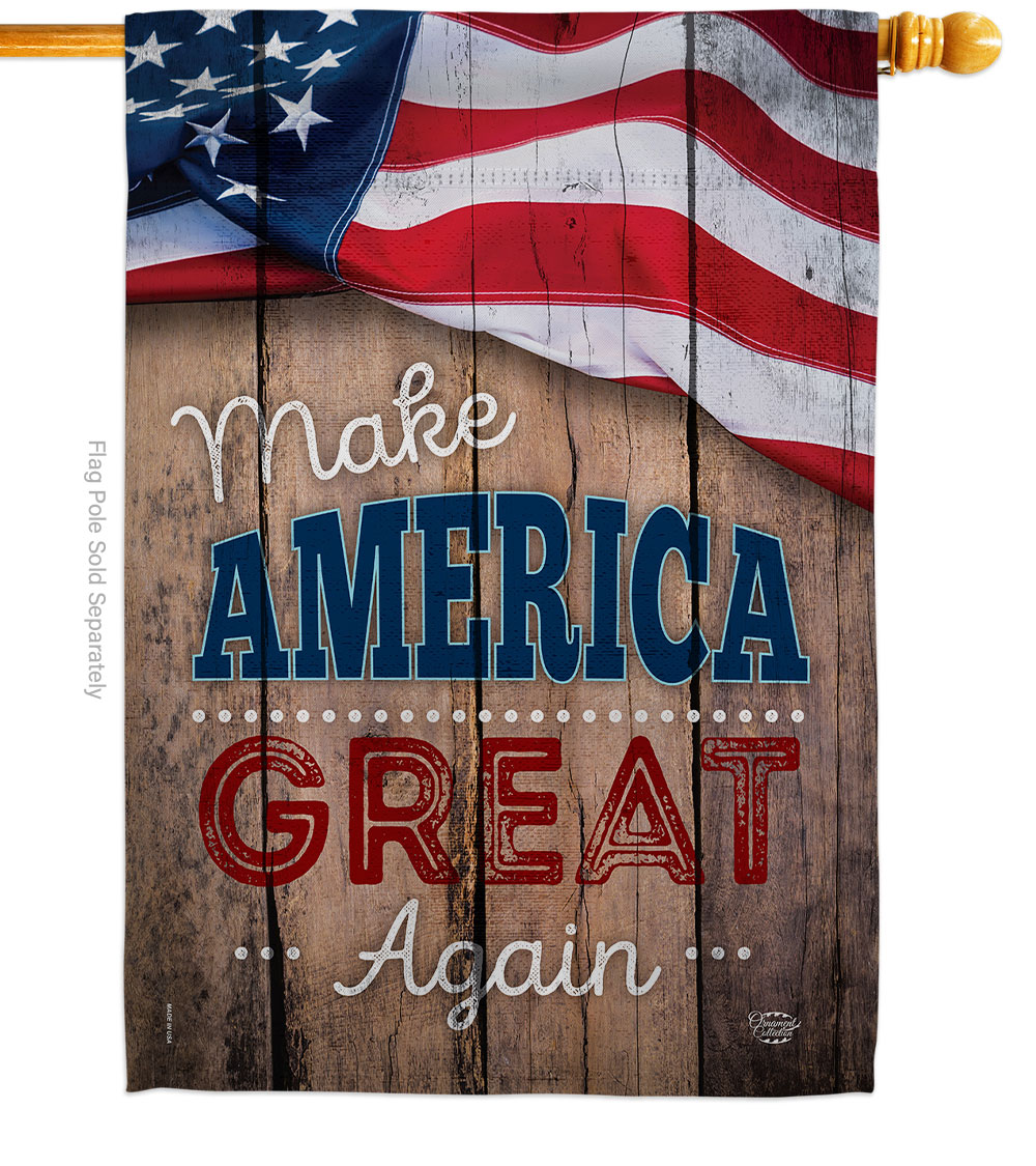 28 x 40 in. Proud to Make America Great Again American Star & Stripes Vertical House Flag with Double-Sided Decorative Banner Garden Yard Gift