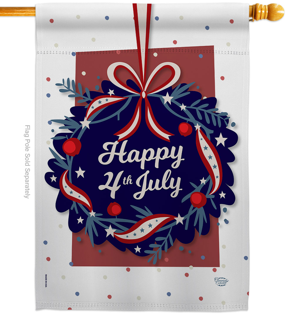 H192055-BO 28 x 40 in. Happy 4th of July American Fourth Vertical House Flag with Double-Sided Decorative Banner Garden Yard Gift