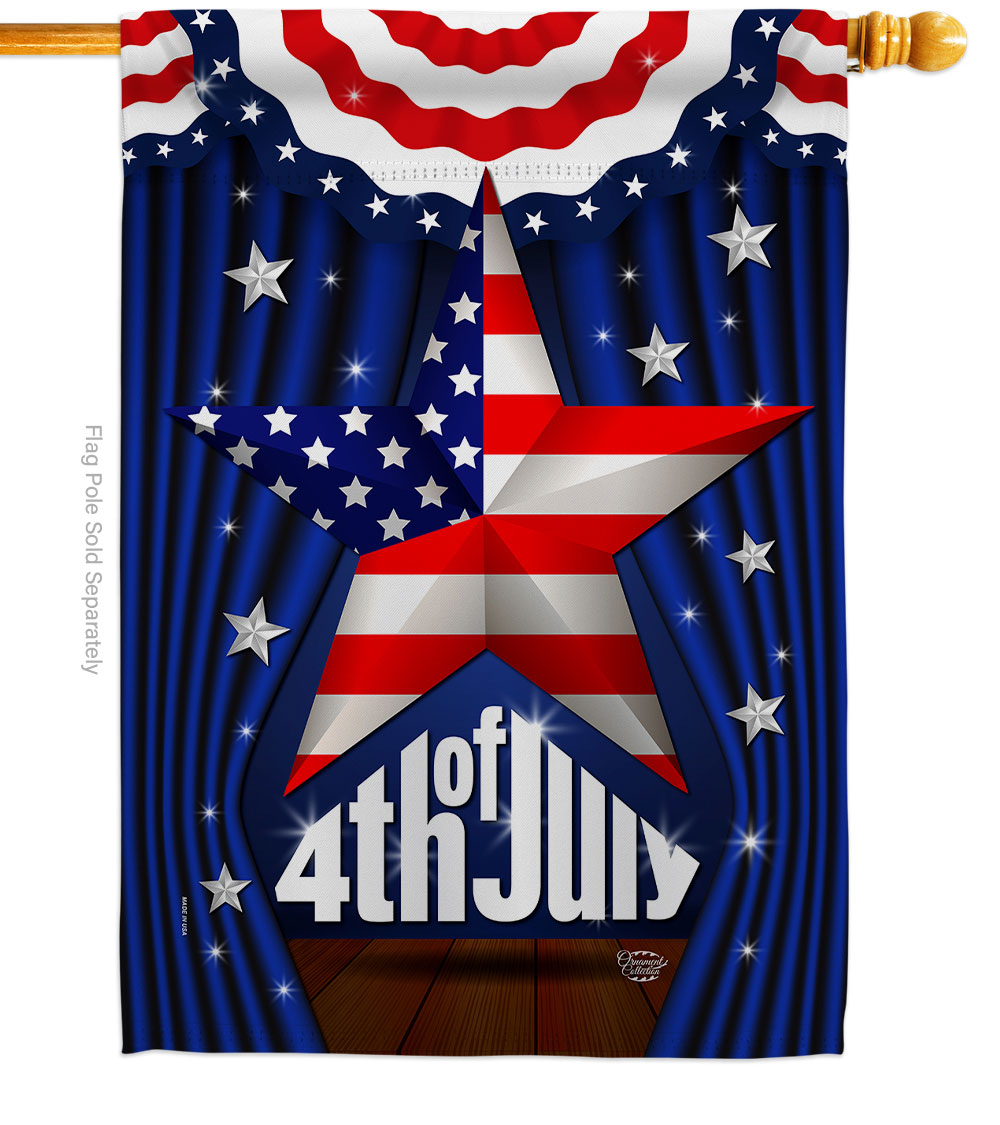 H192075-BO 28 x 40 in. Stars 4th of July American Fourth Vertical House Flag with Double-Sided Decorative Banner Garden Yard Gift
