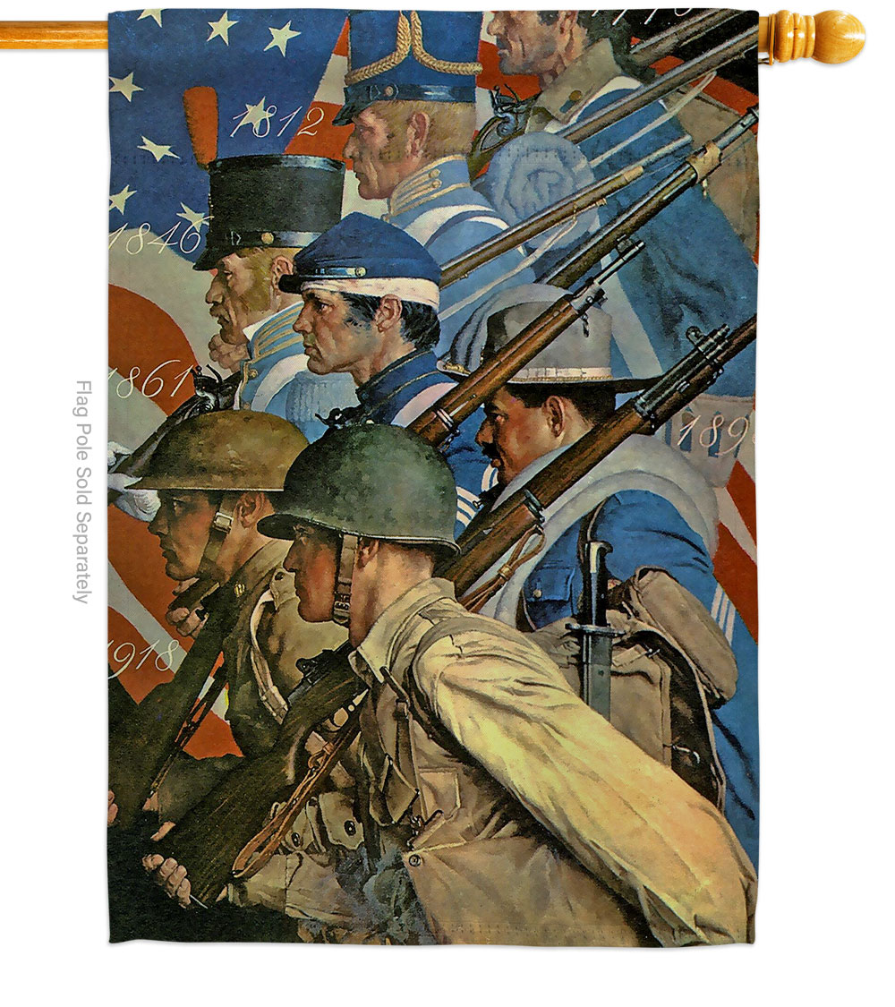 H192077-BO 28 x 40 in. The War Years American USA Historic Vertical House Flag with Double-Sided Decorative Banner Garden Yard Gift