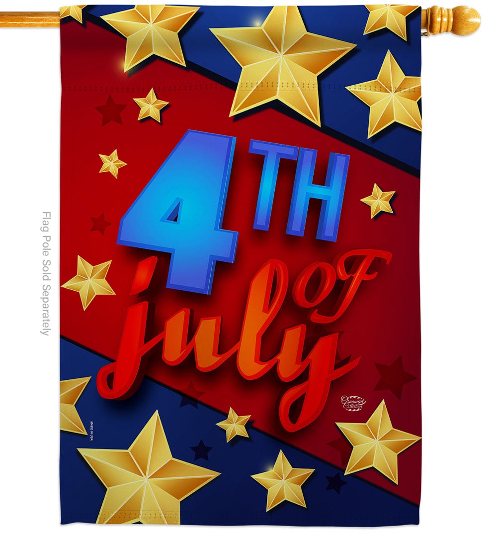 28 x 40 in. 4th of July Stars American Fourth Vertical House Flag with Double-Sided Decorative Banner Garden Yard Gift