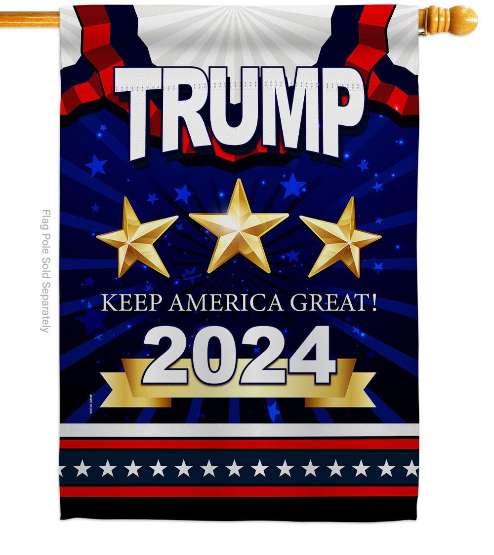 H192179-BO 28 x 40 in. Keep America Great Trump American Political Vertical House Flag with Double-Sided Decorative Banner Garden Yard Gift