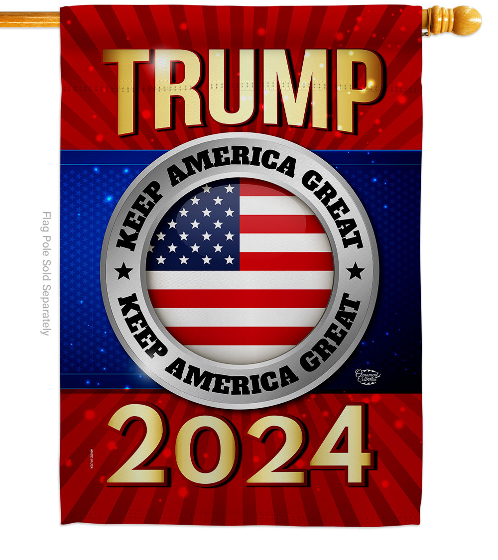 H192180-BO 28 x 40 in. Keep America Great 2024 American Political Vertical House Flag with Double-Sided Decorative Banner Garden Yard Gift