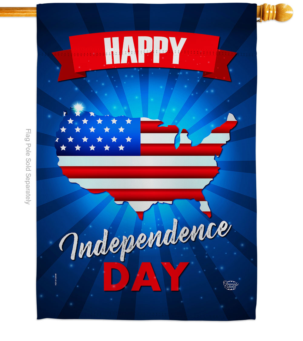 H192211-BO 28 x 40 in. USA Independence Day American Fourth of July Vertical House Flag with Double-Sided Decorative Banner Garden Yard Gift