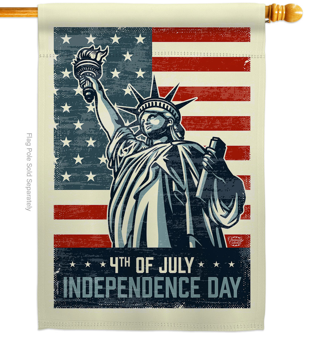 H192217-BO 28 x 40 in. Liberty July 4th American Vertical House Flag with Double-Sided Decorative Banner Garden Yard Gift