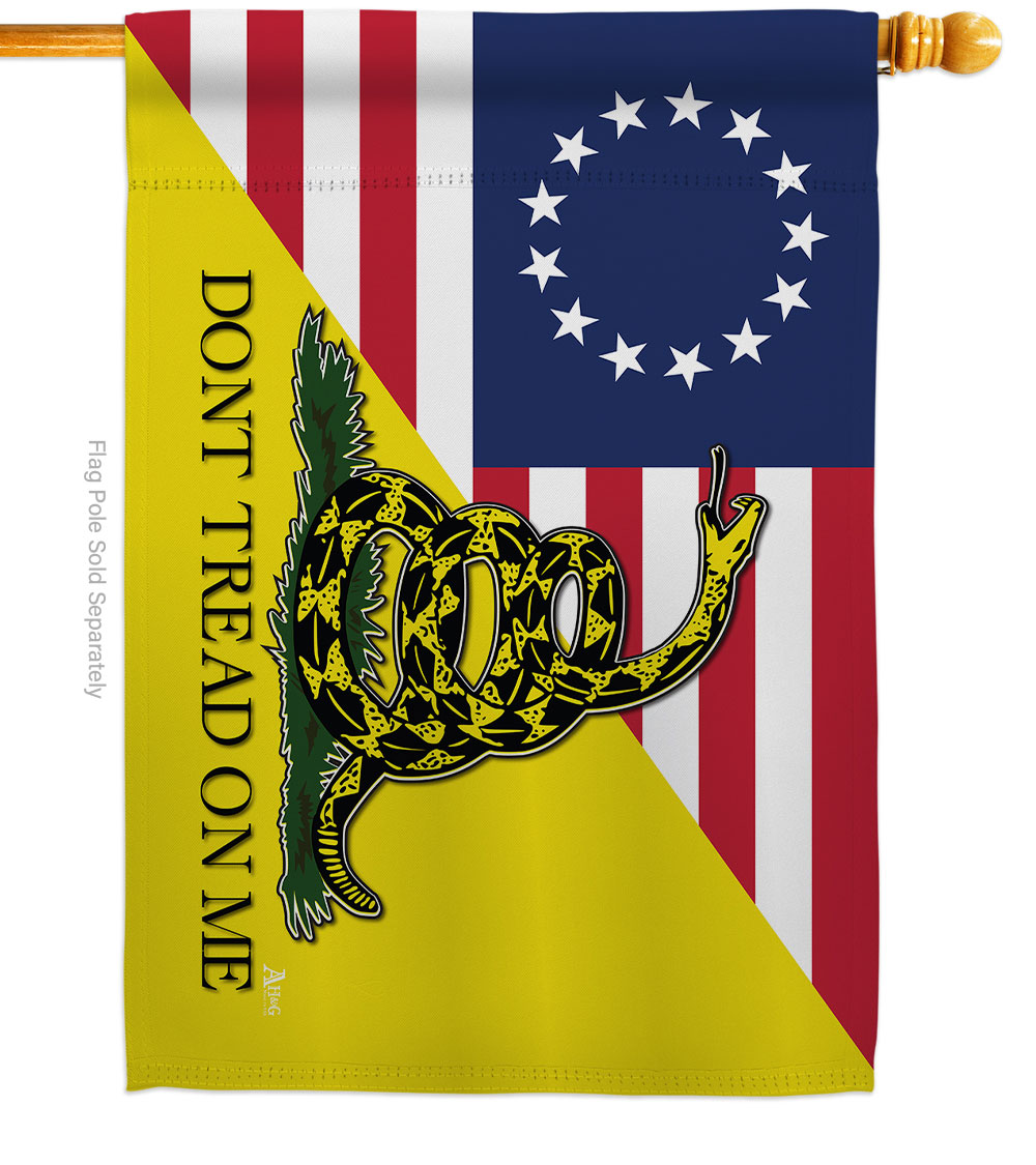 28 x 40 in. Betsy Ross Dont Tread on Me American USA Historic House Flag with Double-Sided Horizontal Decoration Banner Garden Yard Gift