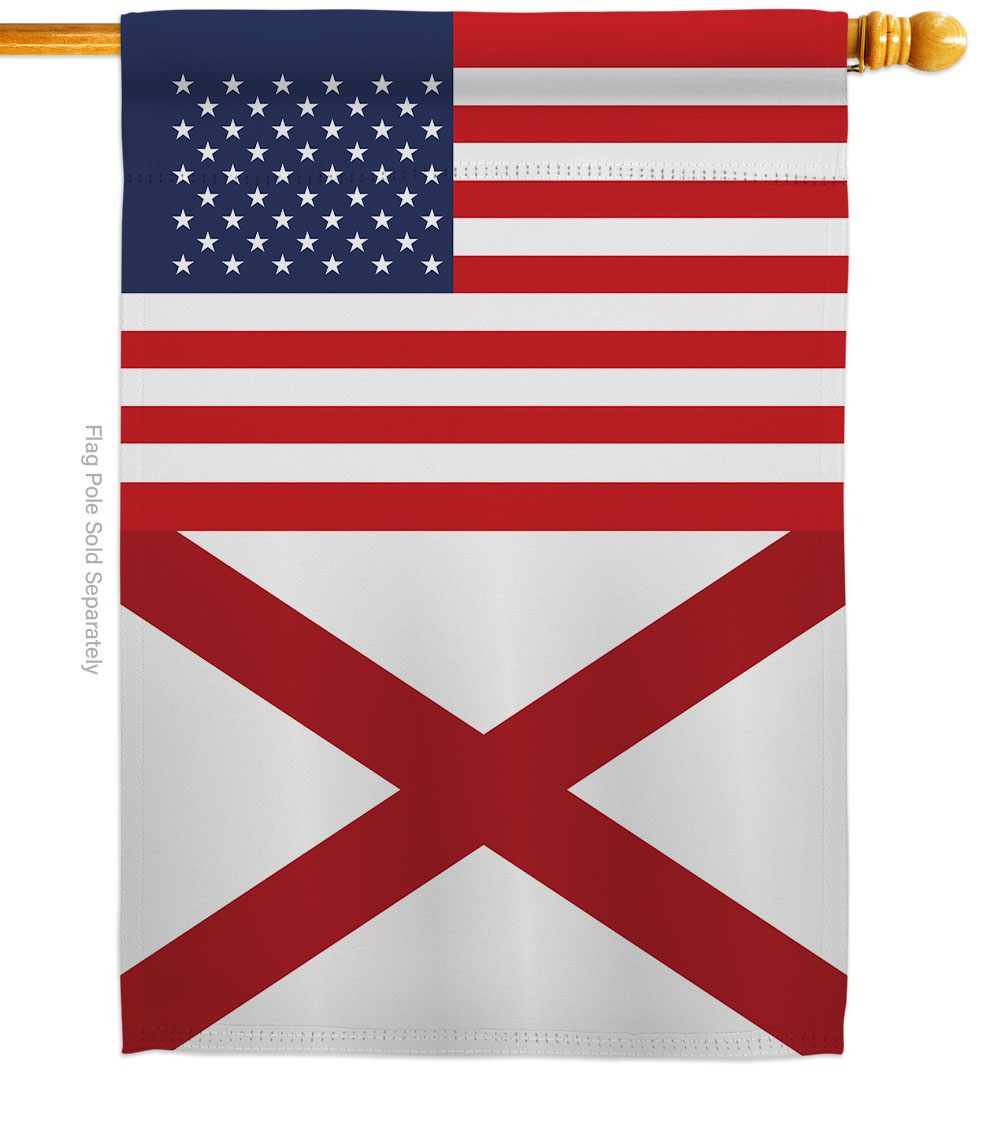 28 x 40 in. USA Alabama American State Vertical House Flag with Double-Sided Decorative Banner Garden Yard Gift