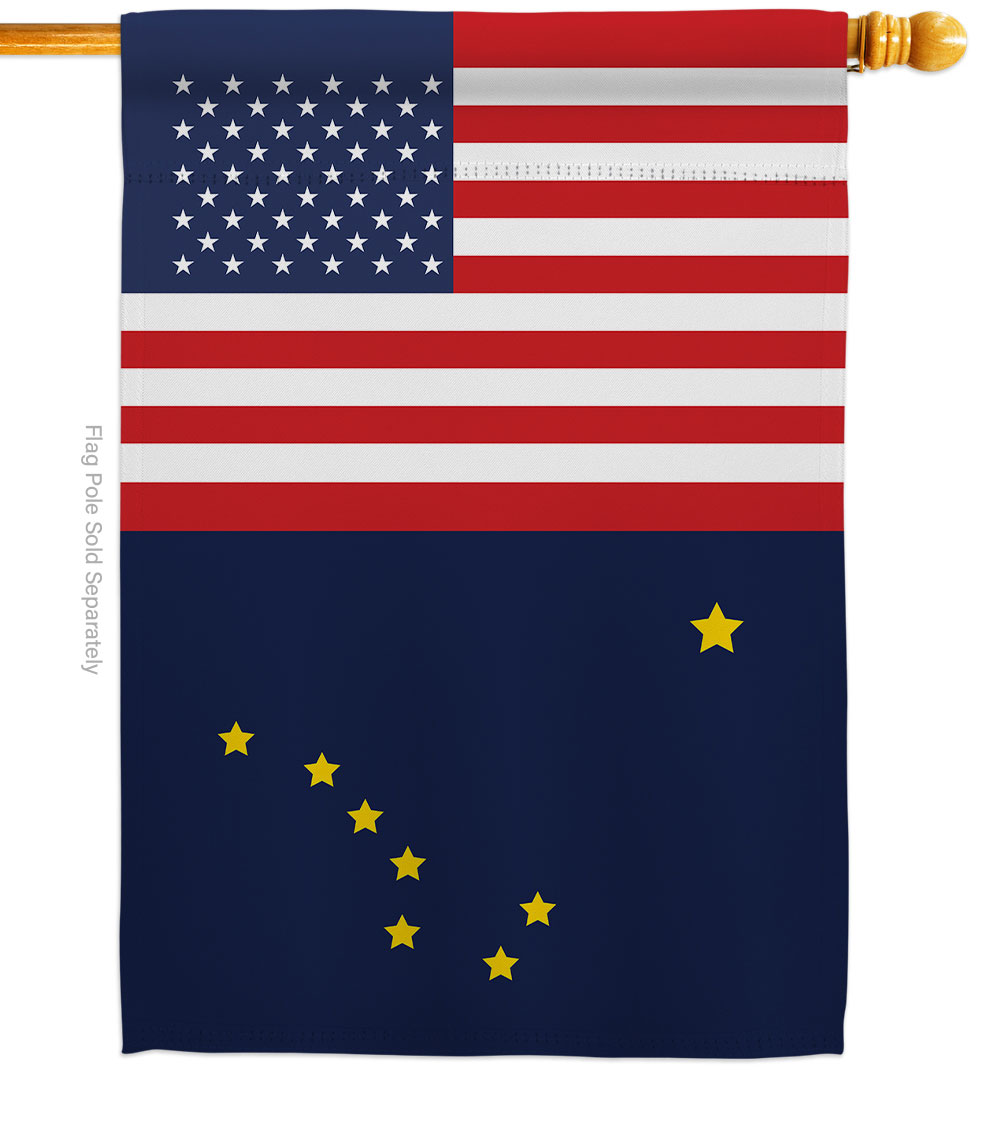 28 x 40 in. USA Alaska American State Vertical House Flag with Double-Sided Decorative Banner Garden Yard Gift