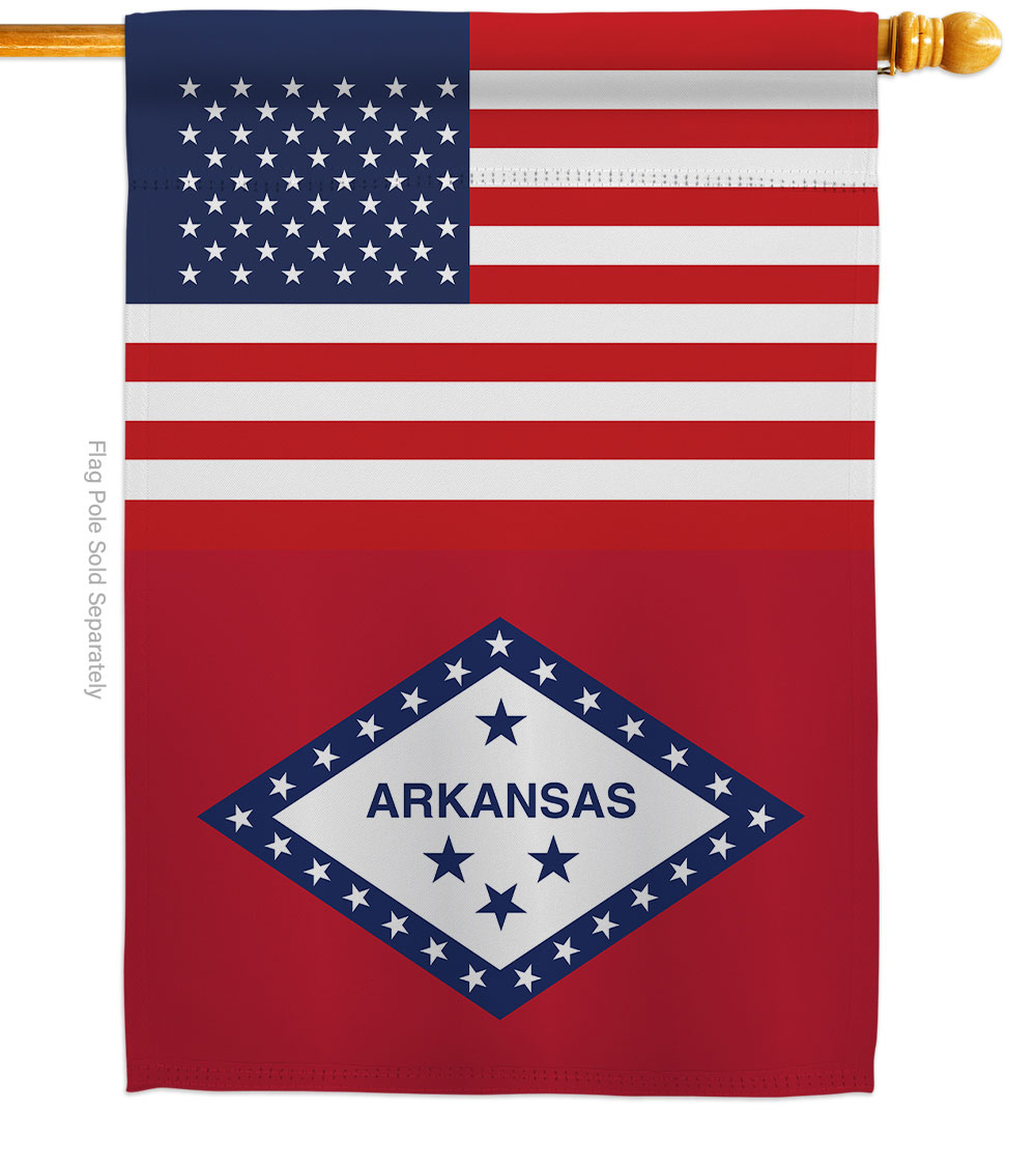 28 x 40 in. USA Arkansas American State Vertical House Flag with Double-Sided Decorative Banner Garden Yard Gift
