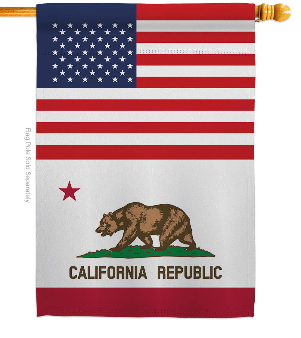 H140755-BO 28 x 40 in. USA California American State Vertical House Flag with Double-Sided Decorative Banner Garden Yard Gift