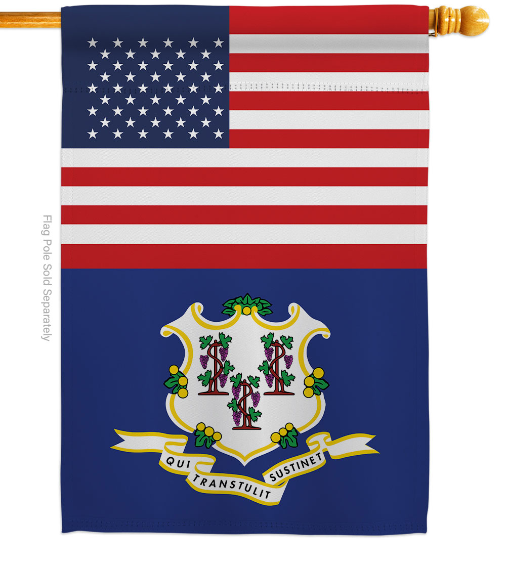 H140757-BO 28 x 40 in. USA Connecticut American State Vertical House Flag with Double-Sided Decorative Banner Garden Yard Gift