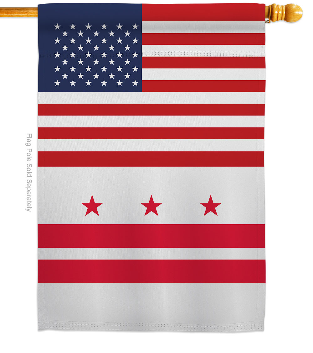 28 x 40 in. USA District of Columbia American State Vertical House Flag with Double-Sided Decorative Banner Garden Yard Gift