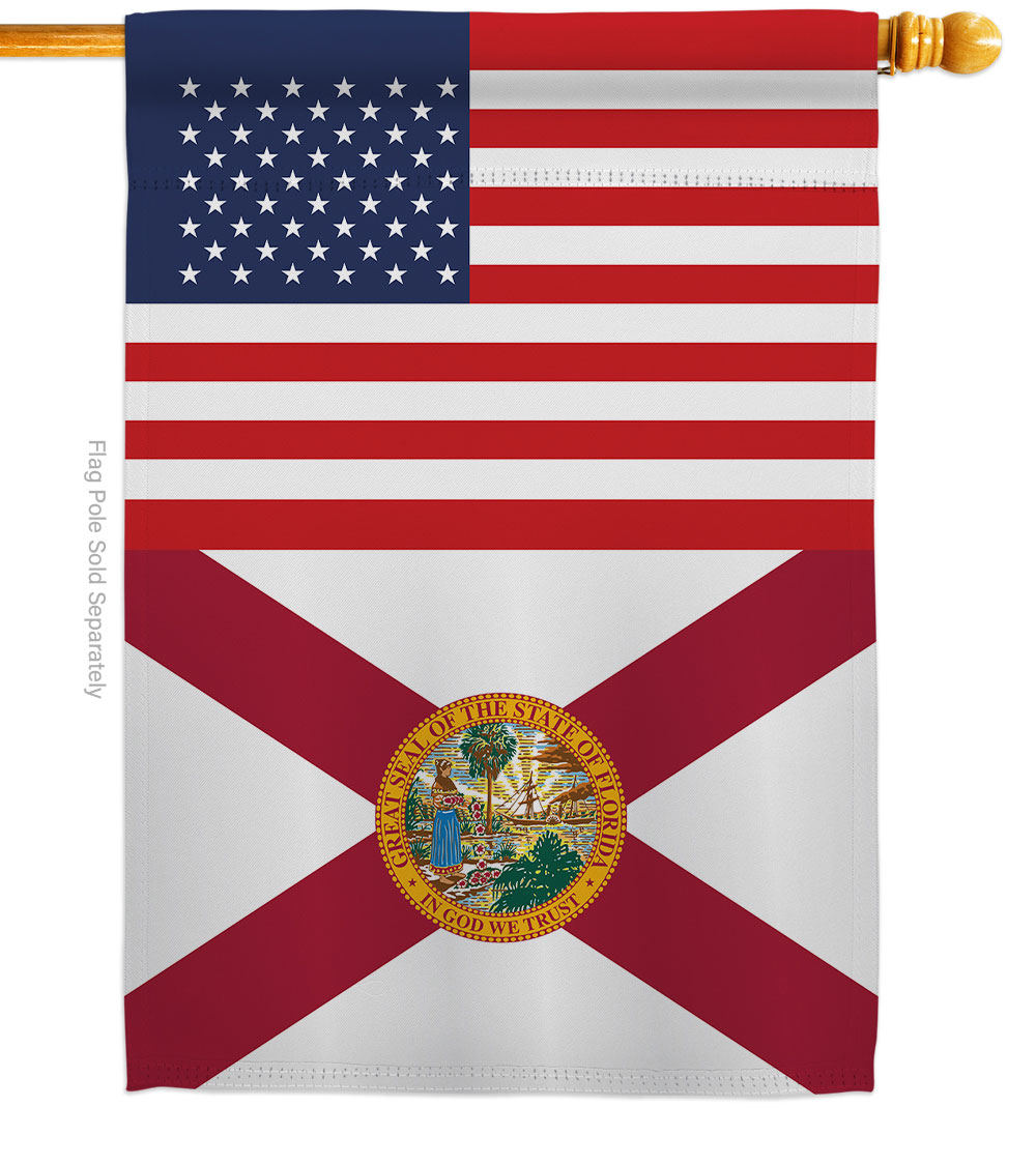 H140760-BO 28 x 40 in. USA Florida American State Vertical House Flag with Double-Sided Decorative Banner Garden Yard Gift