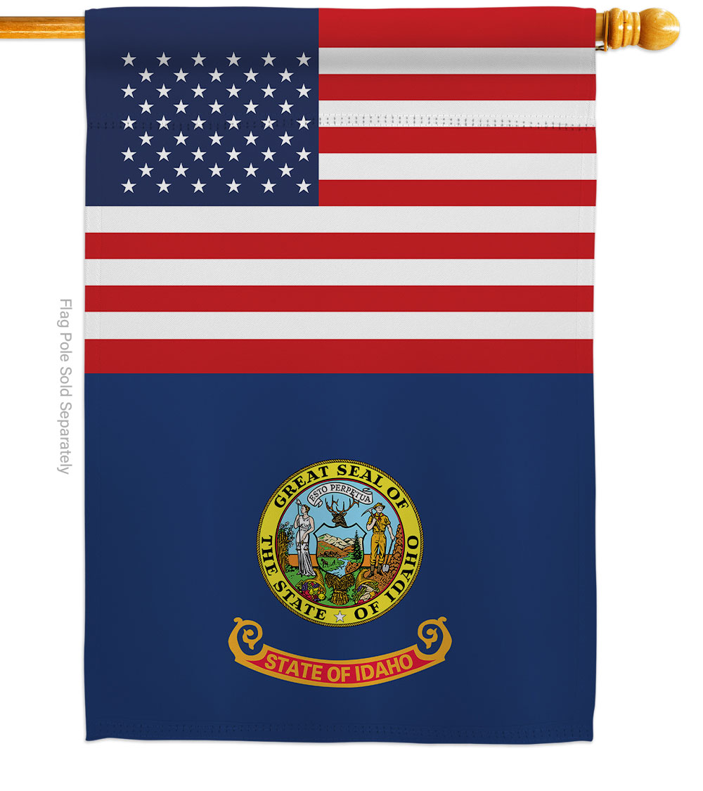 28 x 40 in. USA Idaho American State Vertical House Flag with Double-Sided Decorative Banner Garden Yard Gift