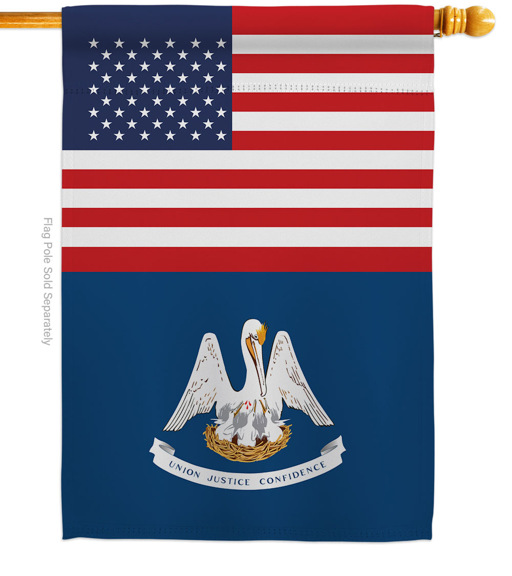 28 x 40 in. USA Louisiana American State Vertical House Flag with Double-Sided Decorative Banner Garden Yard Gift