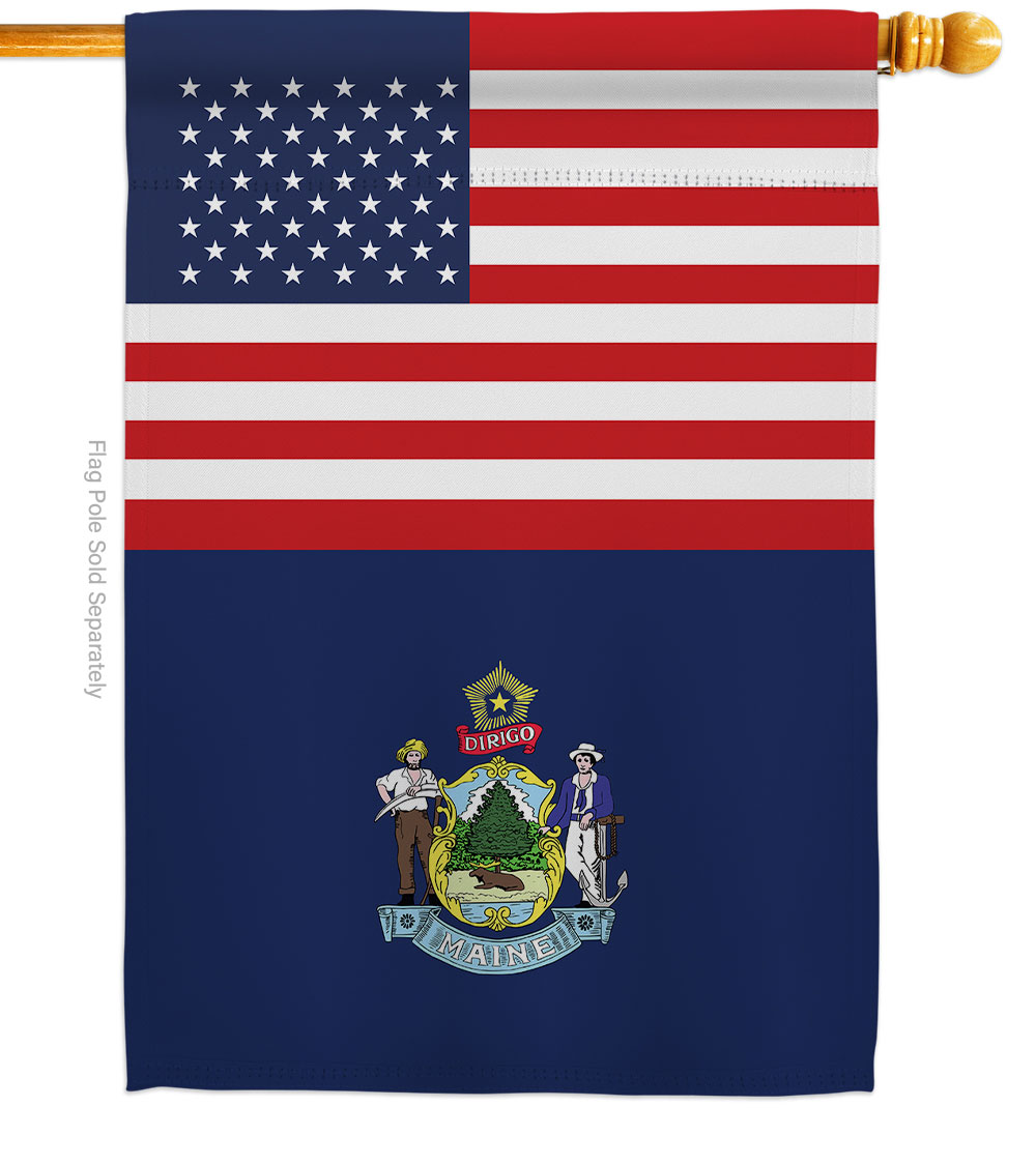 28 x 40 in. USA Maine American State Vertical House Flag with Double-Sided Decorative Banner Garden Yard Gift