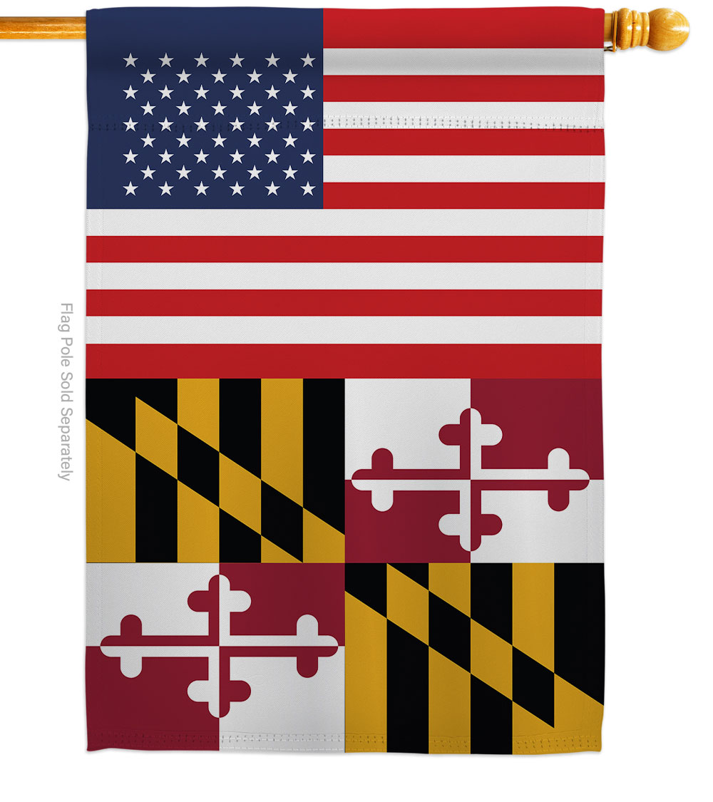 28 x 40 in. USA Maryland American State Vertical House Flag with Double-Sided Decorative Banner Garden Yard Gift