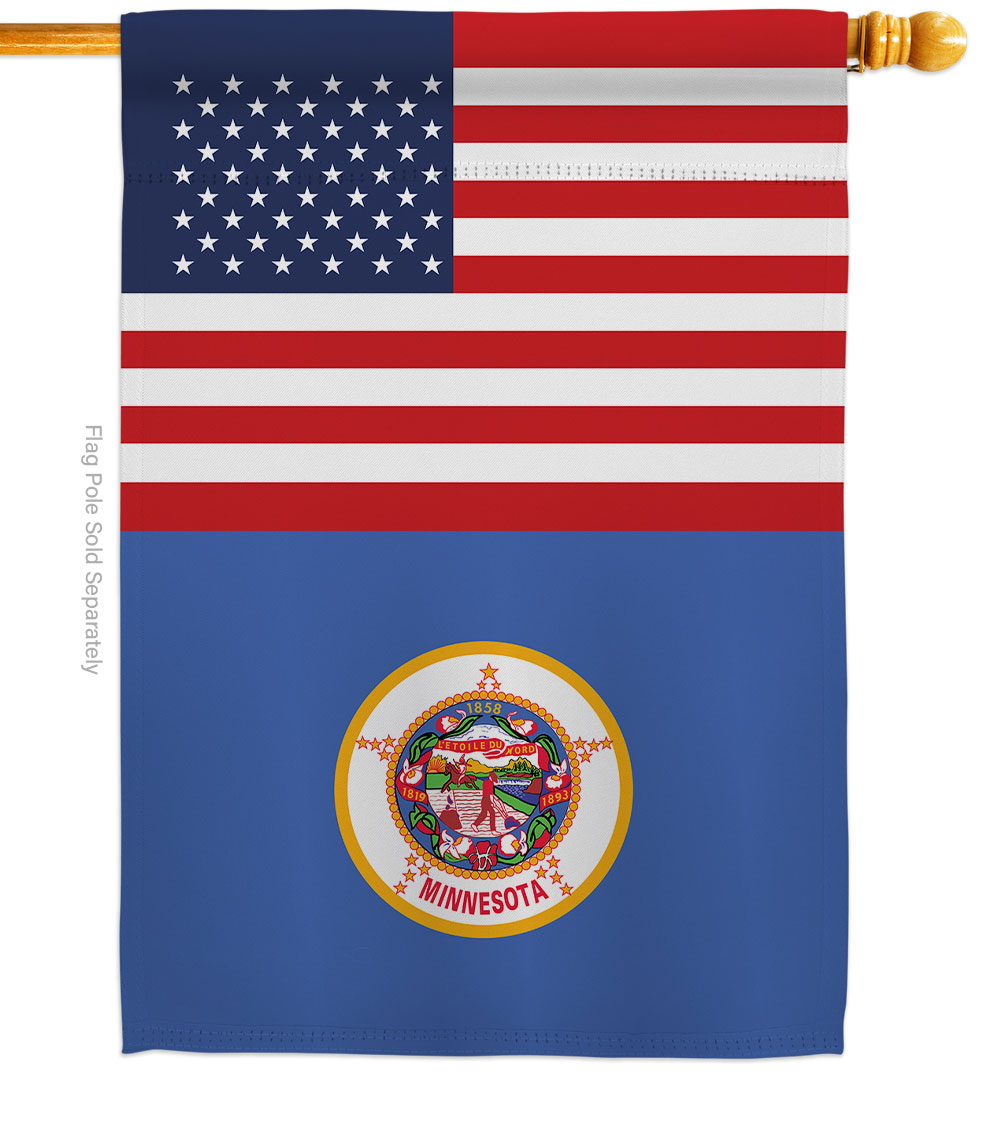 H140774-BO 28 x 40 in. USA Minnesota American State Vertical House Flag with Double-Sided Decorative Banner Garden Yard Gift