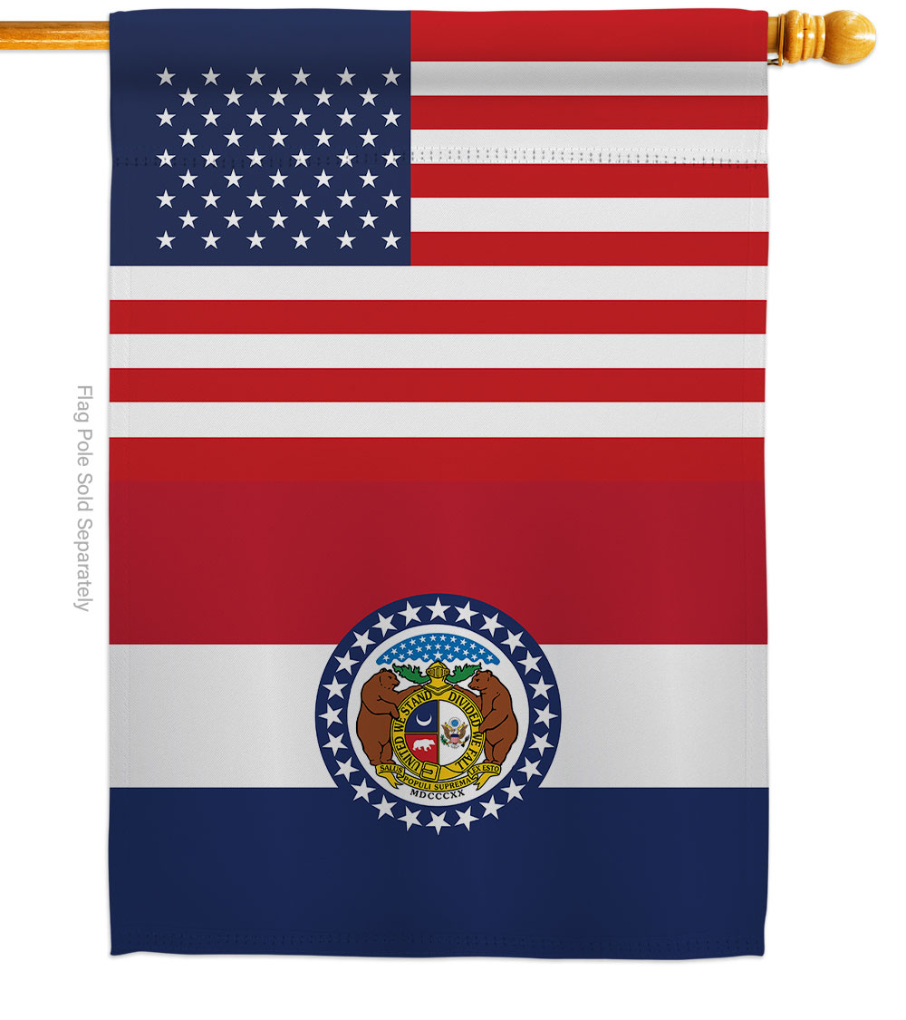 H140776-BO 28 x 40 in. USA Missouri American State Vertical House Flag with Double-Sided Decorative Banner Garden Yard Gift