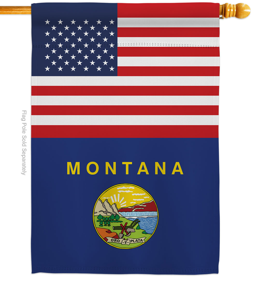 28 x 40 in. USA Montana American State Vertical House Flag with Double-Sided Decorative Banner Garden Yard Gift