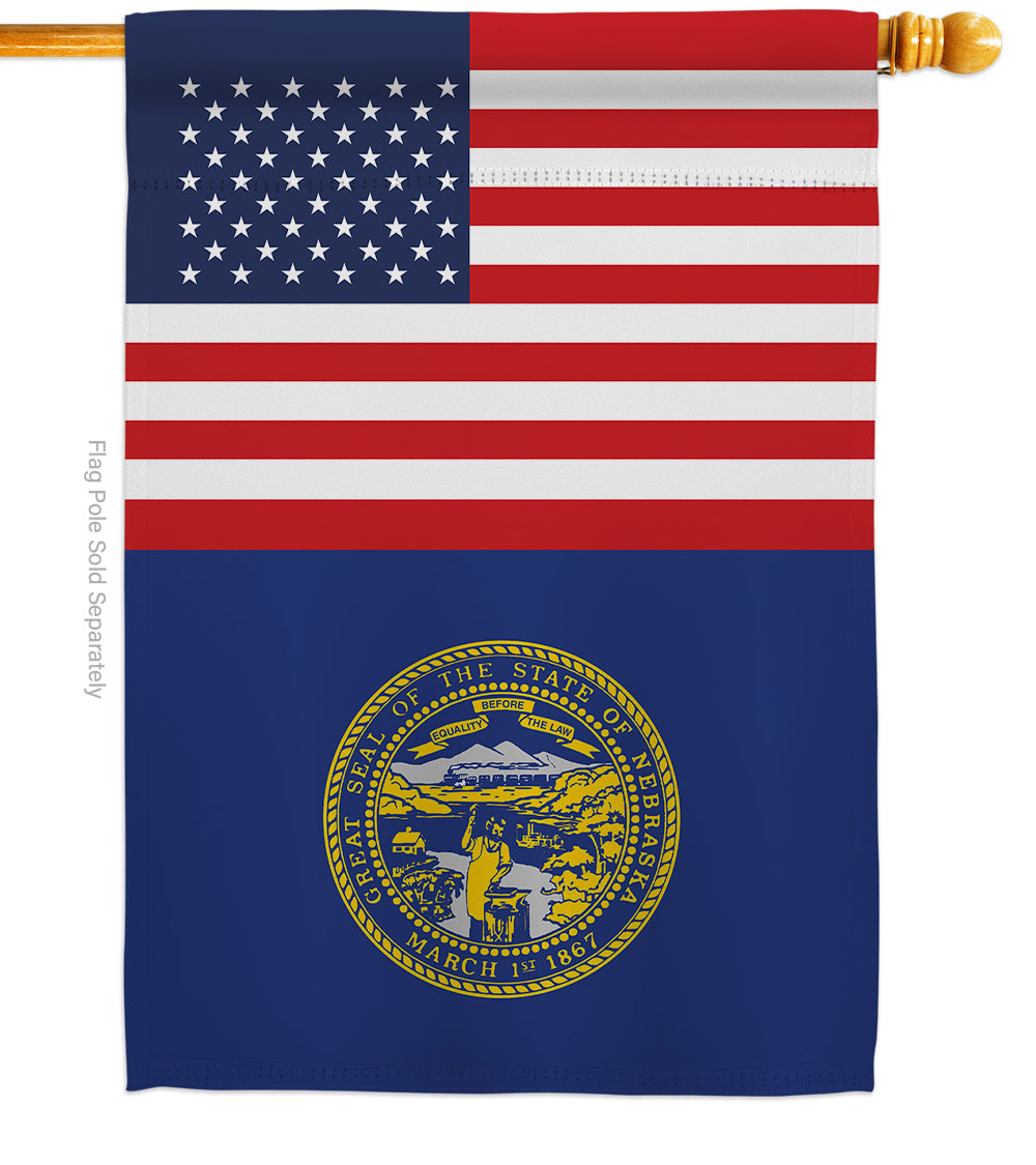 28 x 40 in. USA Nebraska American State Vertical House Flag with Double-Sided Decorative Banner Garden Yard Gift