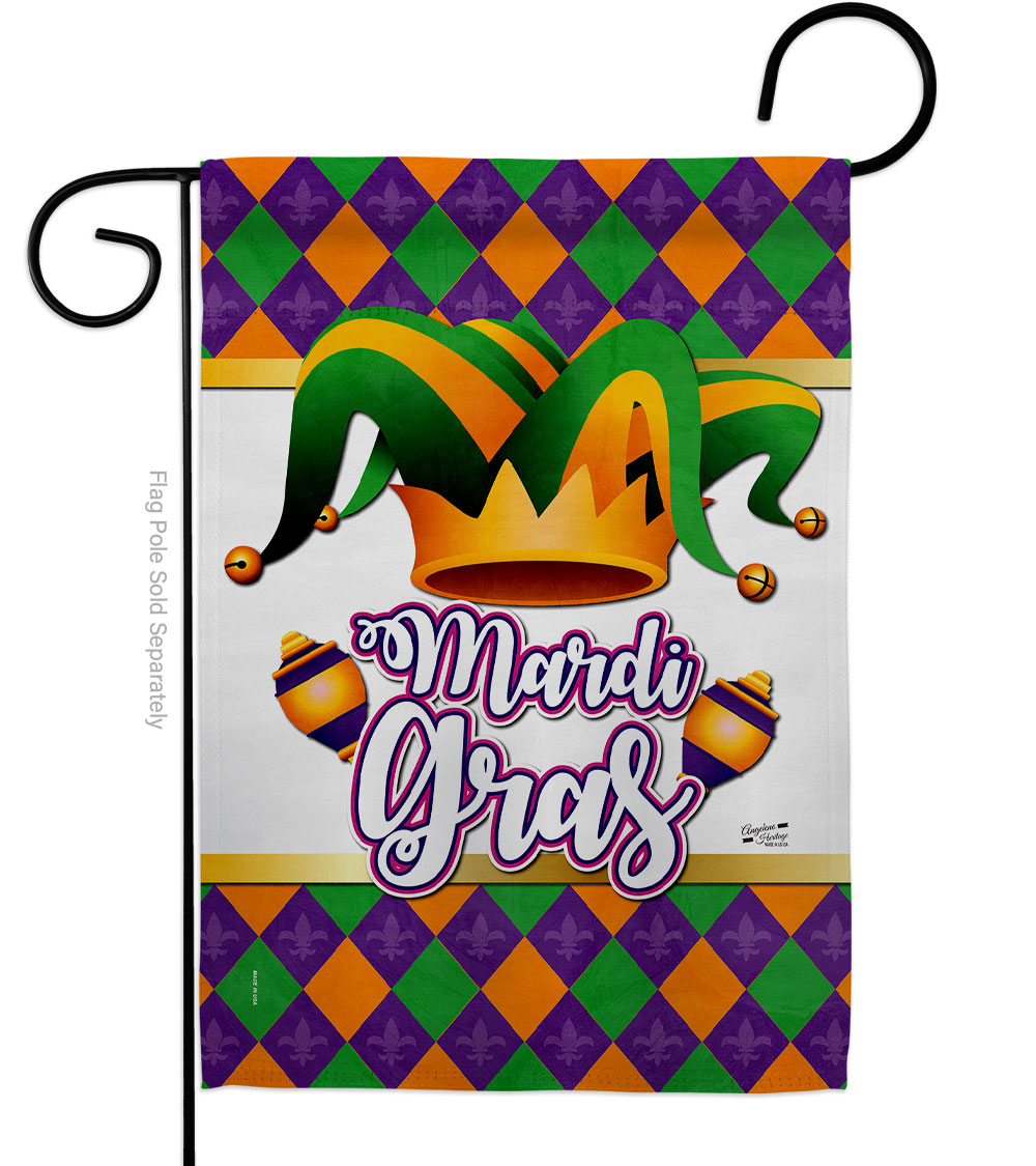 13 x 18.5 in. Mardi Gras Fun Springtime Vertical Garden Flag with Double-Sided House Decoration Banner Yard Gift