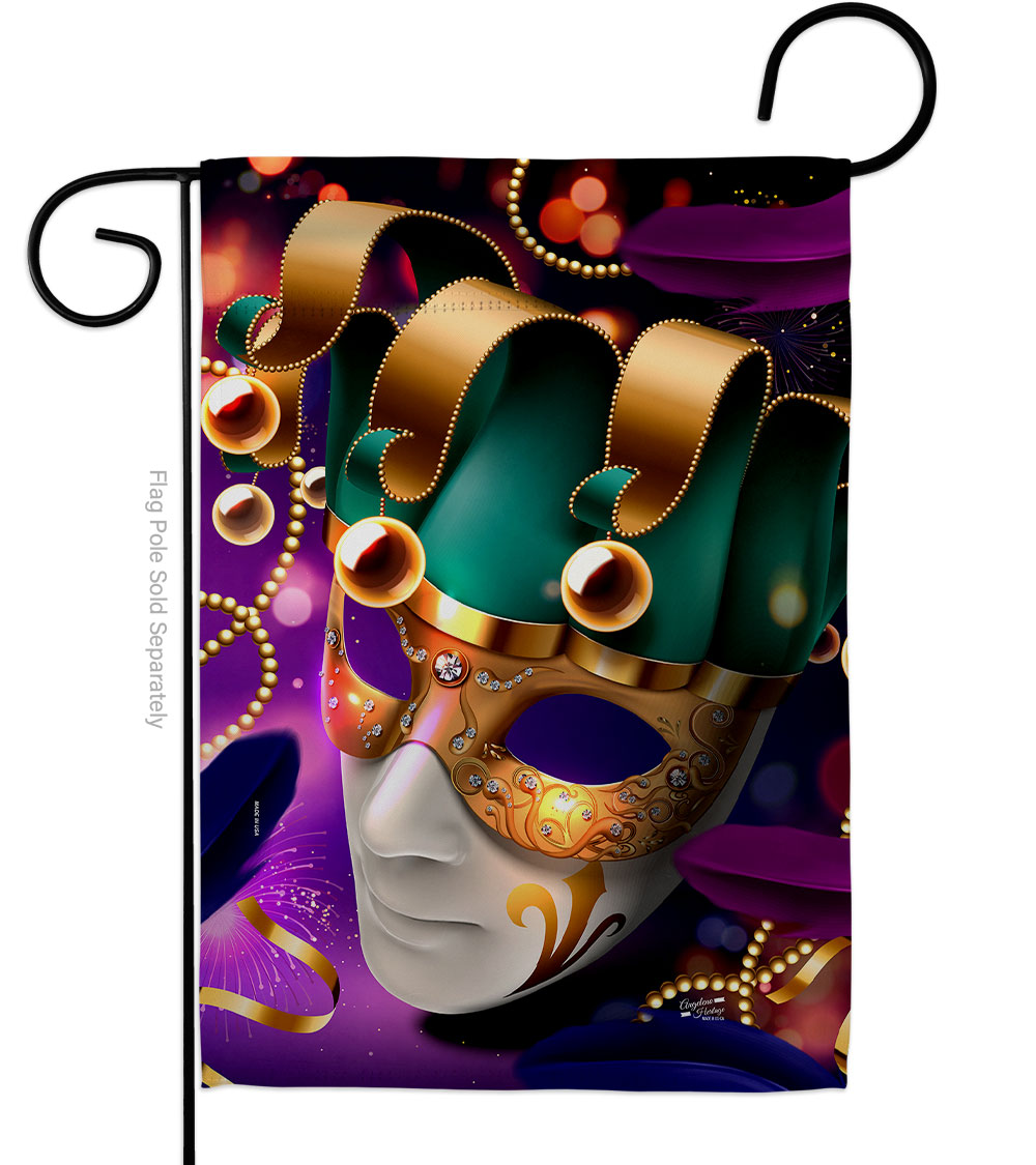 13 x 18.5 in. Jester Mask Springtime Mardi Gras Vertical Garden Flag with Double-Sided House Decoration Banner Yard Gift