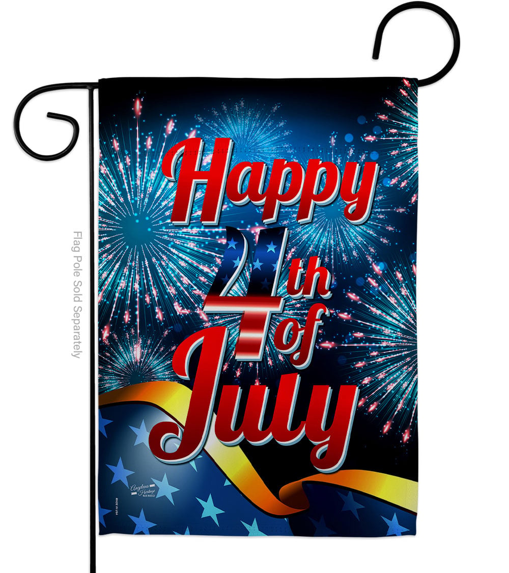 G135022-BO 13 x 18.5 in. Happy 4th of July American Fourth Vertical Garden Flag with Double-Sided House Decoration Banner Yard Gift