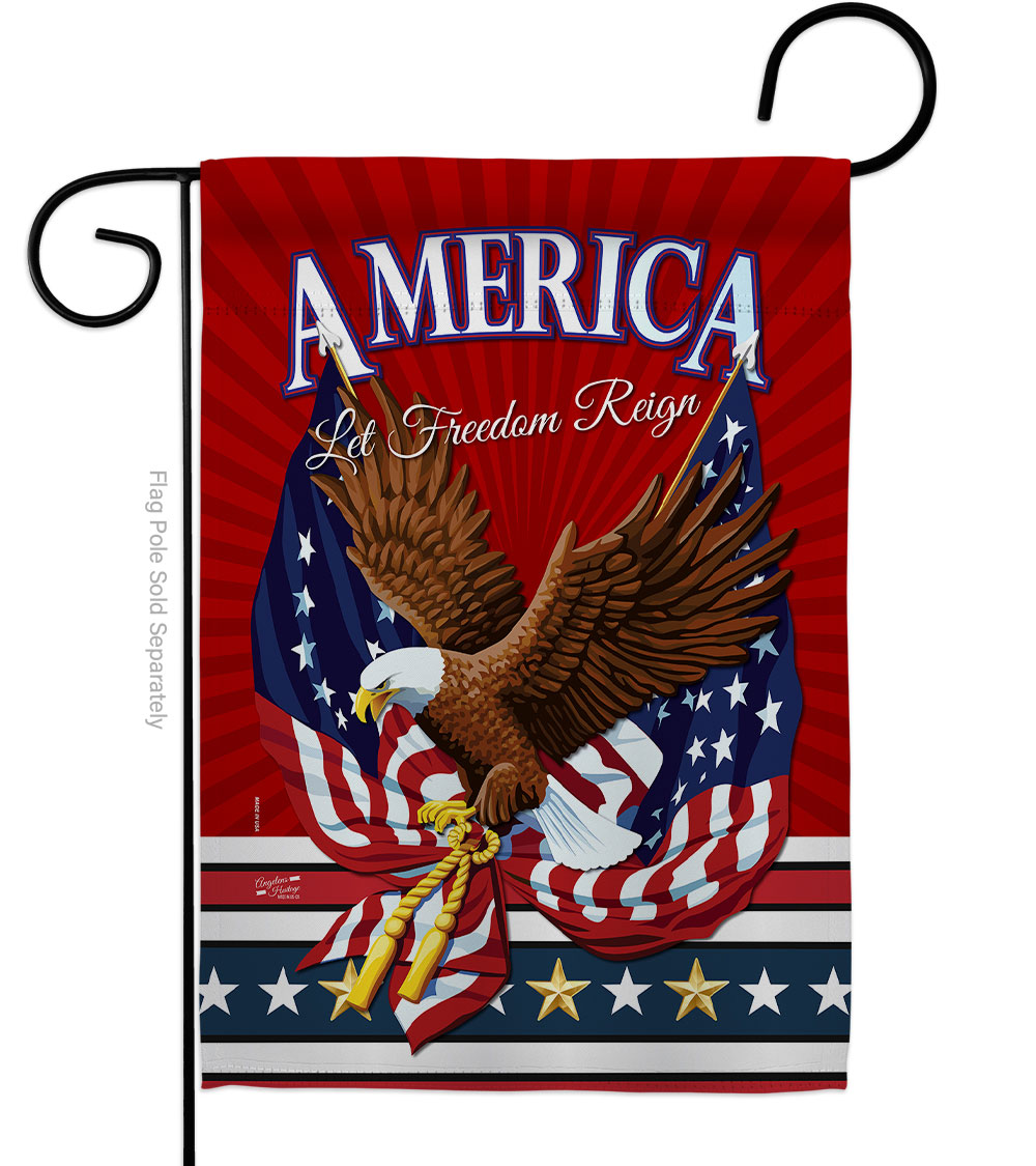 G135168-BO 13 x 18.5 in. Let Freedom Reign American Star & Stripes Vertical Garden Flag with Double-Sided House Decoration Banner Yard Gift