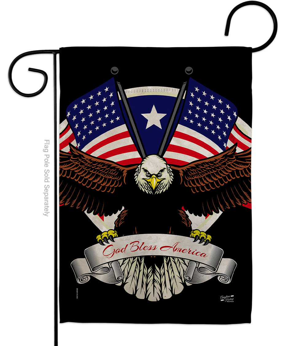 G135309-BO 13 x 18.5 in. God Bless America Star & Stripes Vertical Garden Flag with Double-Sided House Decoration Banner Yard Gift