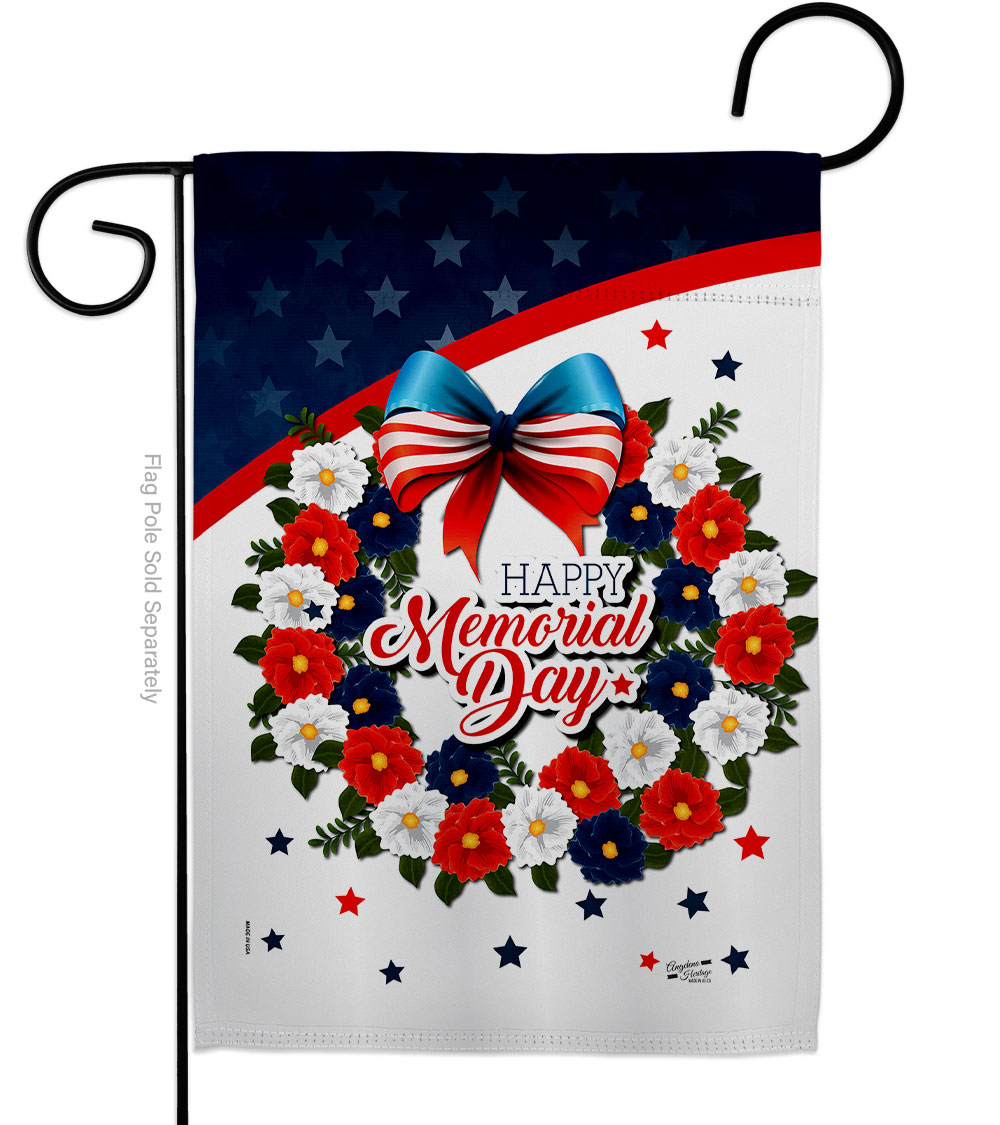 G135496-BO 13 x 18.5 in. Memorial Day Wreath American Vertical Garden Flag with Double-Sided House Decoration Banner Yard Gift