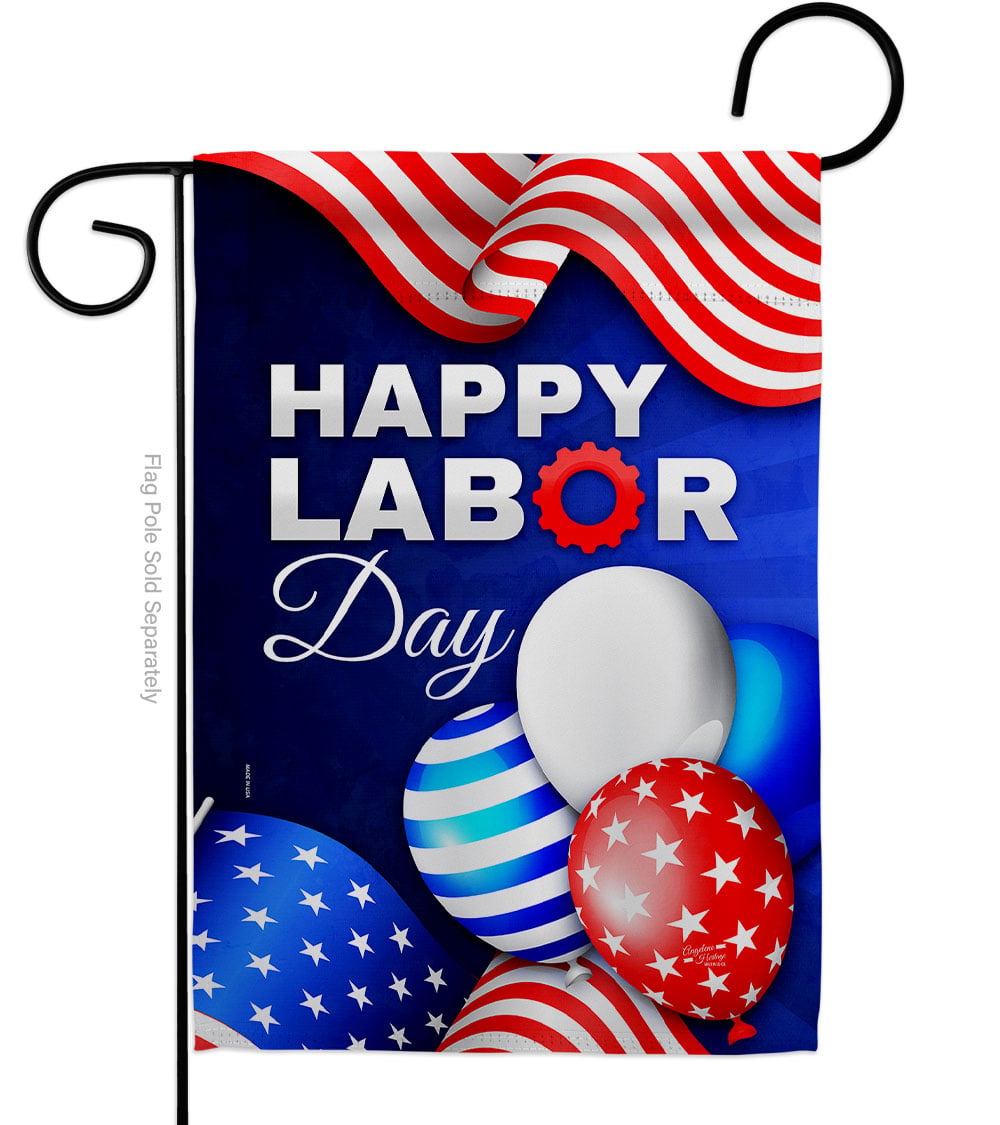 G135567-BO 13 x 18.5 in. Labor Day Balloon American Star & Stripes Vertical Garden Flag with Double-Sided House Decoration Banner Yard Gift