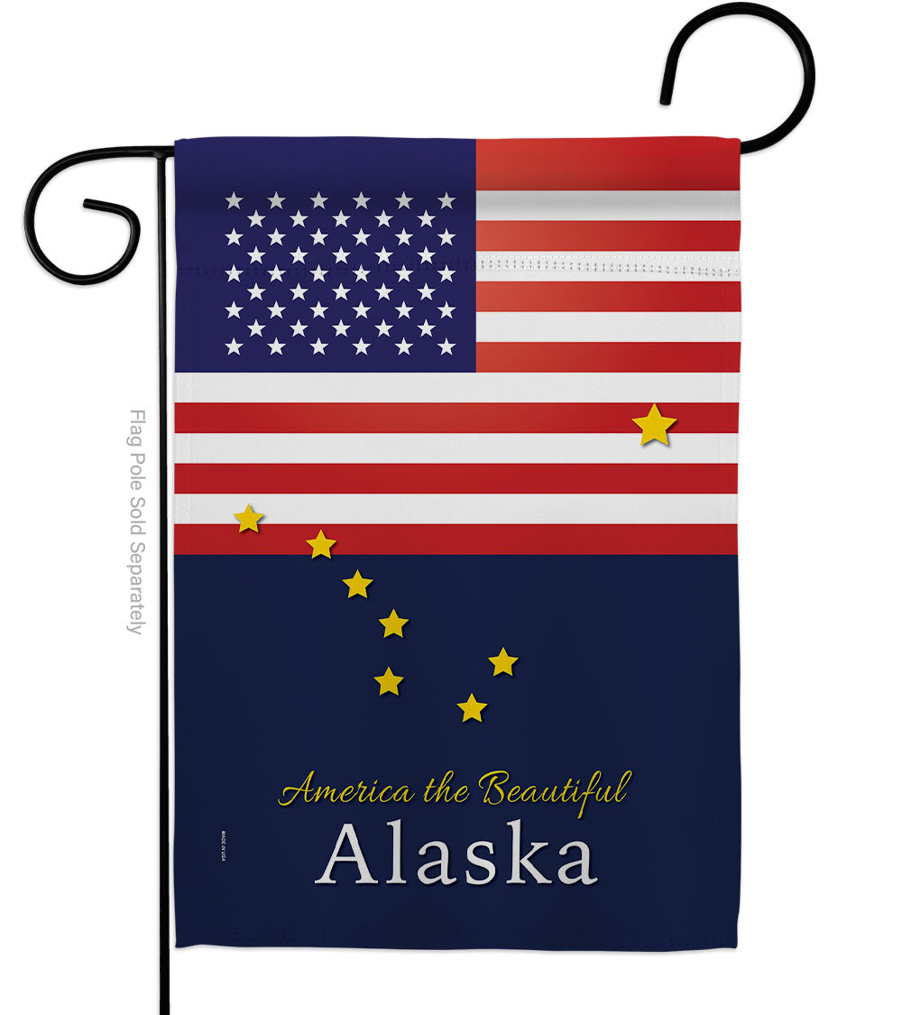G142553-BO 13 x 18.5 in. USA Alaska American State Vertical Garden Flag with Double-Sided House Decoration Banner Yard Gift