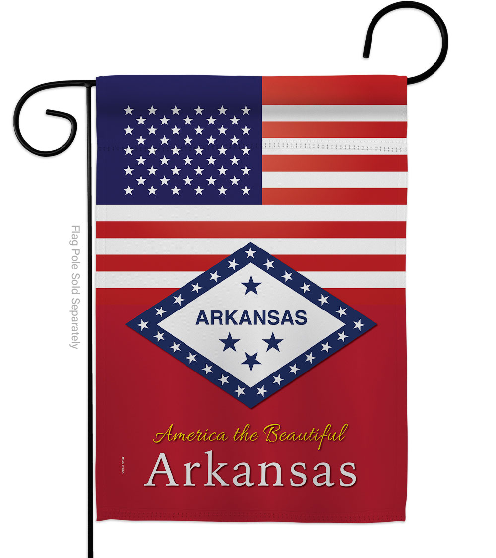 G142555-BO 13 x 18.5 in. USA Arkansas American State Vertical Garden Flag with Double-Sided House Decoration Banner Yard Gift