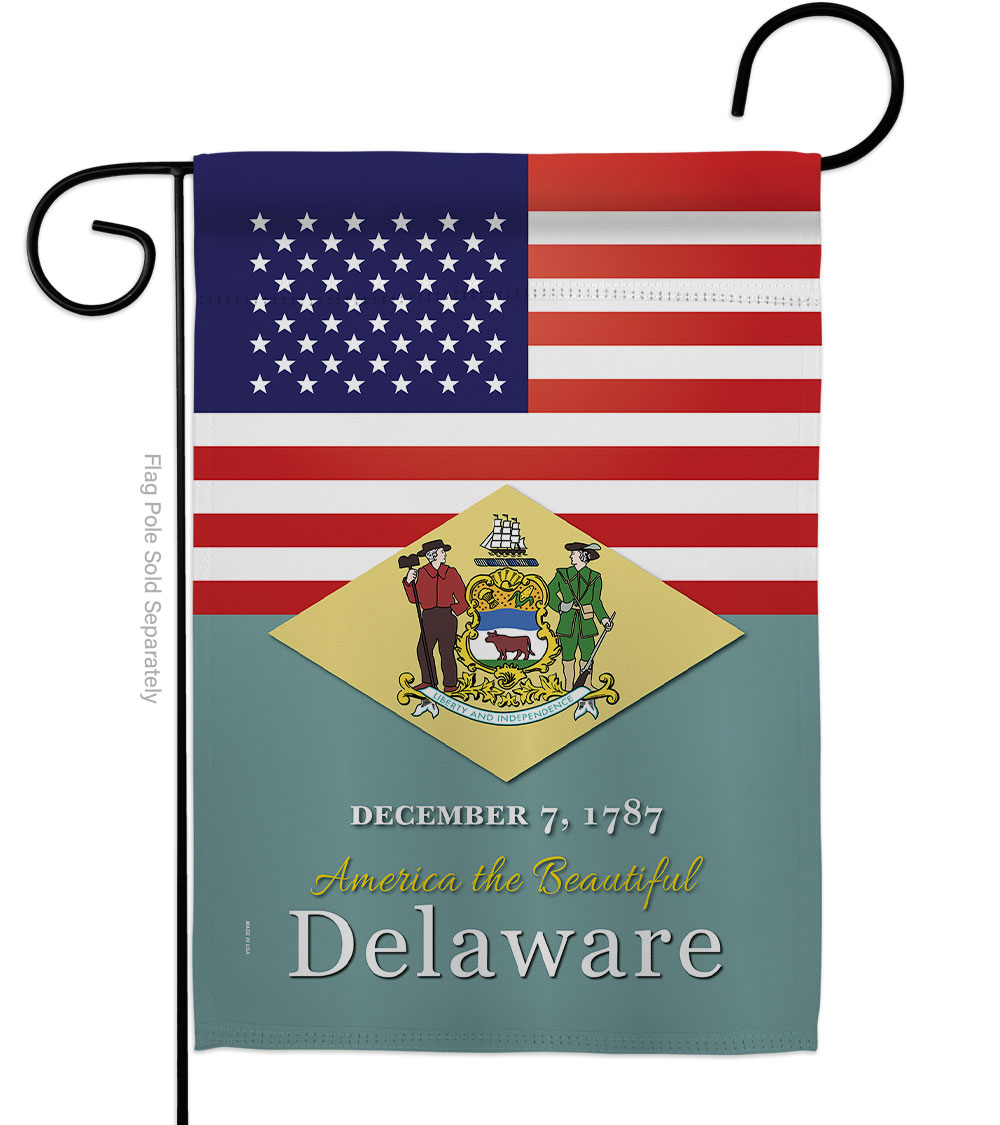 G142559-BO 13 x 18.5 in. USA Delaware American State Vertical Garden Flag with Double-Sided House Decoration Banner Yard Gift