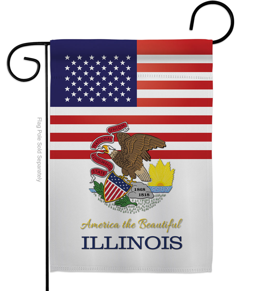 G142565-BO 13 x 18.5 in. USA Illinois American State Vertical Garden Flag with Double-Sided House Decoration Banner Yard Gift