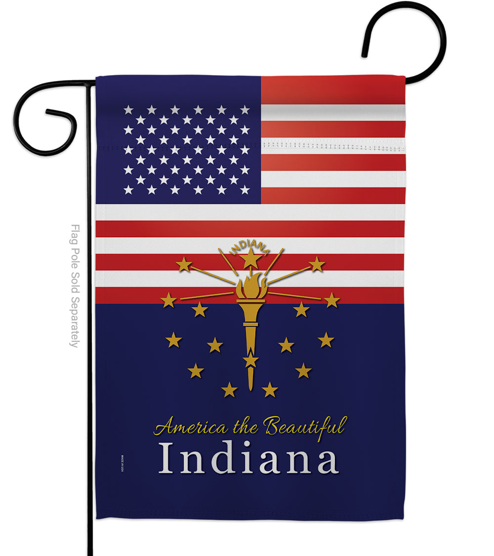 G142566-BO 13 x 18.5 in. USA Indiana American State Vertical Garden Flag with Double-Sided House Decoration Banner Yard Gift