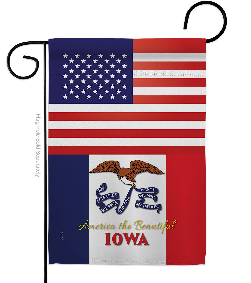 G142567-BO 13 x 18.5 in. USA Iowa American State Vertical Garden Flag with Double-Sided House Decoration Banner Yard Gift