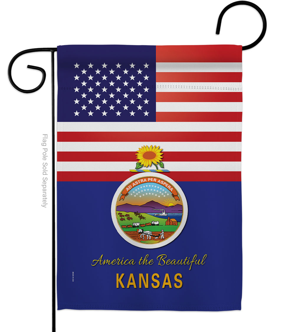 G142568-BO 13 x 18.5 in. USA Kansas American State Vertical Garden Flag with Double-Sided House Decoration Banner Yard Gift