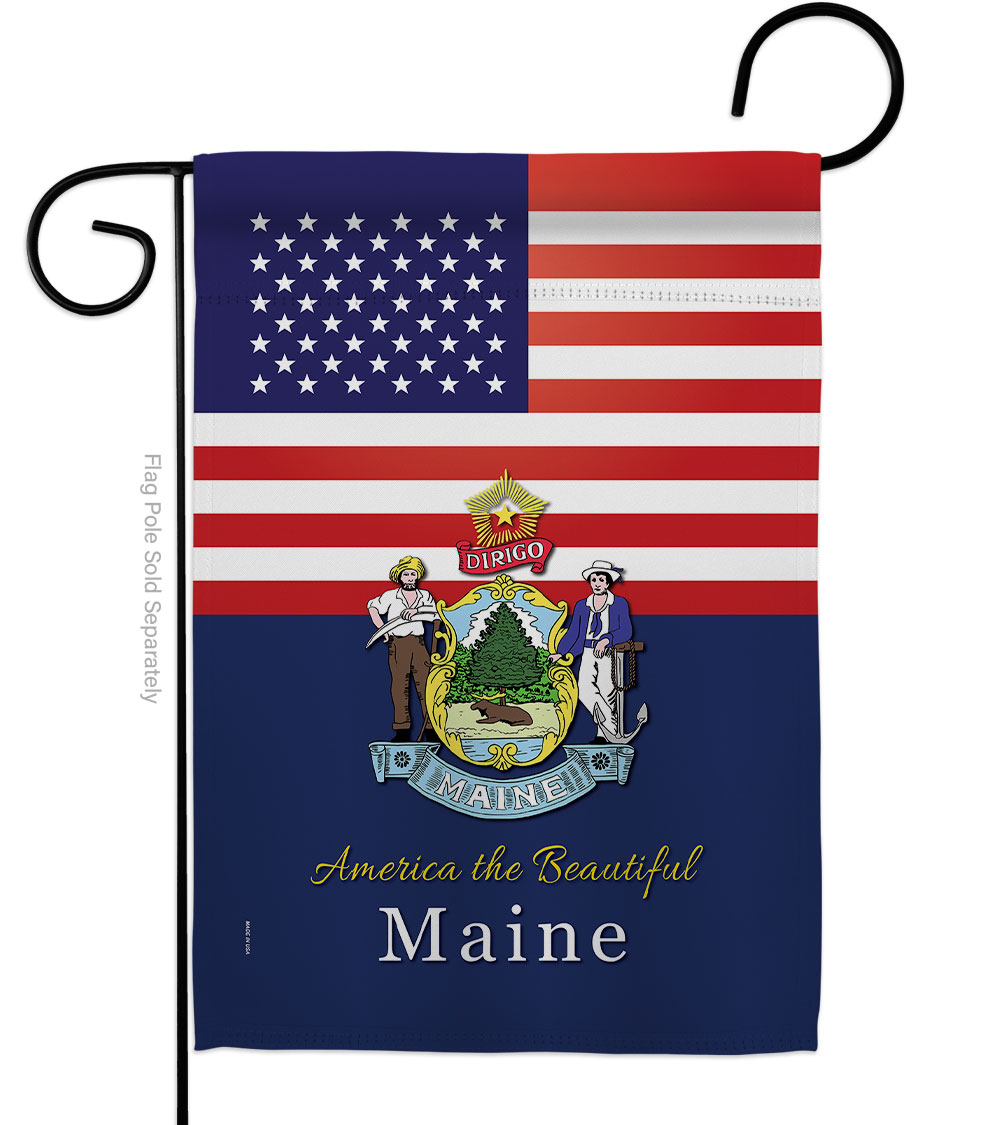 G142571-BO 13 x 18.5 in. USA Maine American State Vertical Garden Flag with Double-Sided House Decoration Banner Yard Gift