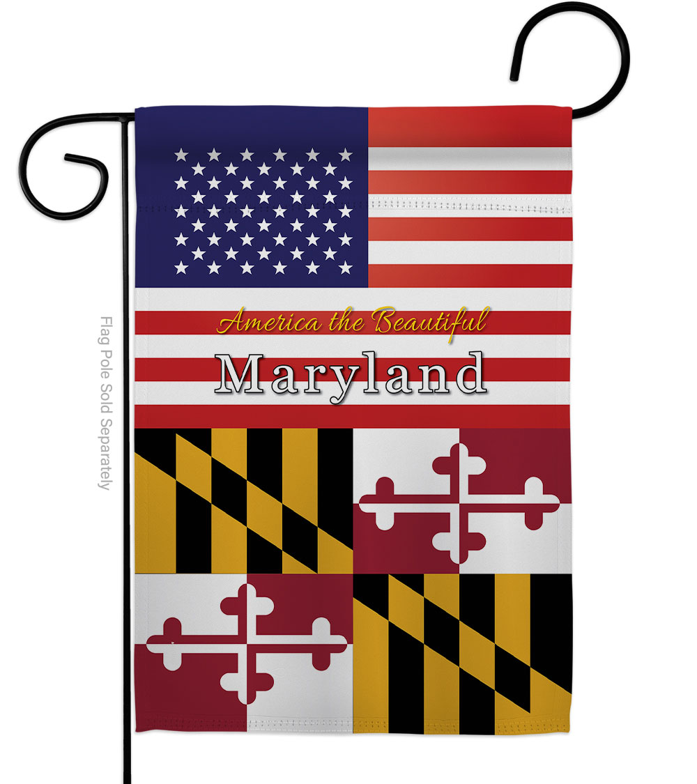 G142572-BO 13 x 18.5 in. USA Maryland American State Vertical Garden Flag with Double-Sided House Decoration Banner Yard Gift