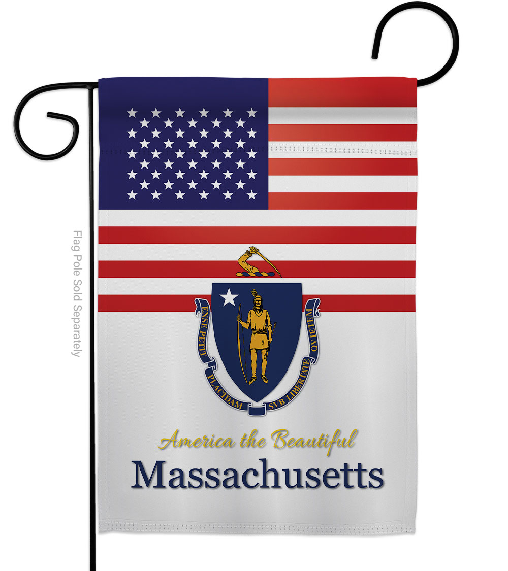 G142573-BO 13 x 18.5 in. USA Massachusetts American State Vertical Garden Flag with Double-Sided House Decoration Banner Yard Gift