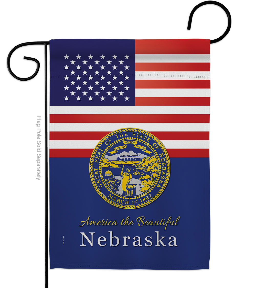 G142579-BO 13 x 18.5 in. USA Nebraska American State Vertical Garden Flag with Double-Sided House Decoration Banner Yard Gift
