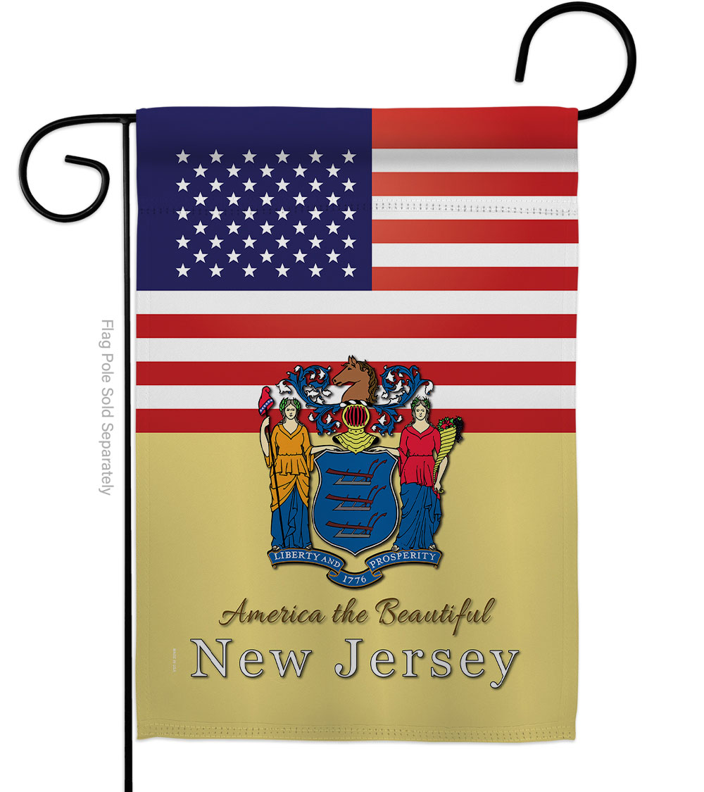 G142582-BO 13 x 18.5 in. USA New Jersey American State Vertical Garden Flag with Double-Sided House Decoration Banner Yard Gift