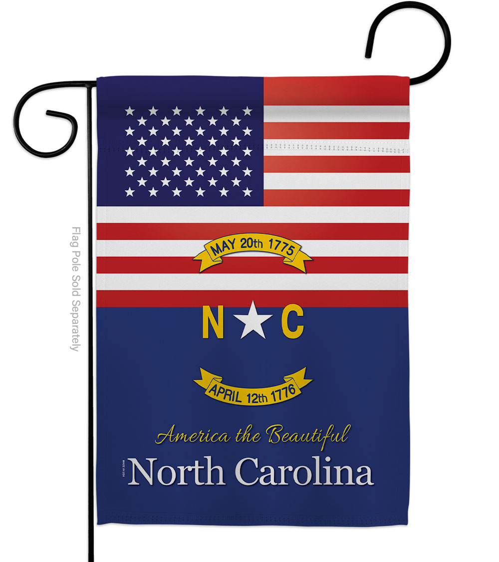 G142585-BO 13 x 18.5 in. USA North Carolina American State Vertical Garden Flag with Double-Sided House Decoration Banner Yard Gift