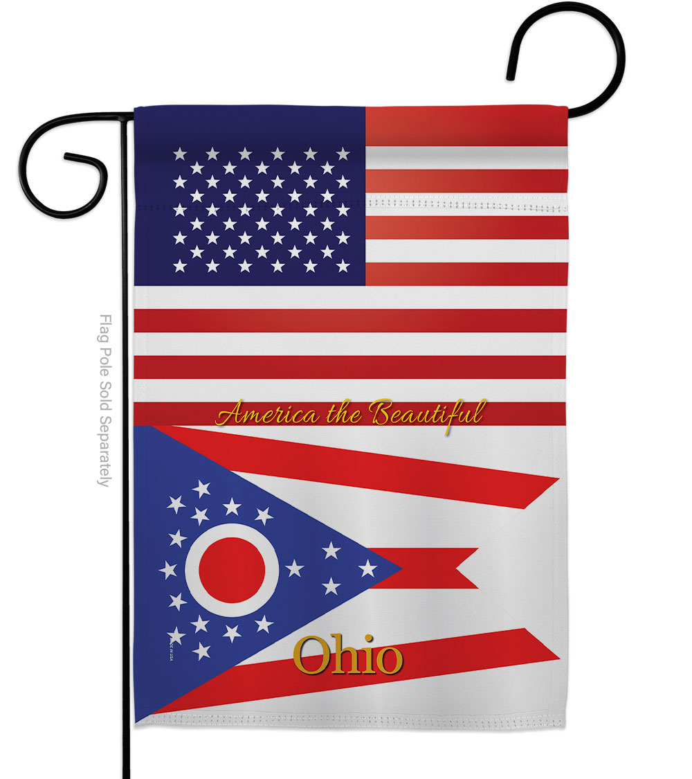 G142587-BO 13 x 18.5 in. USA Ohio American State Vertical Garden Flag with Double-Sided House Decoration Banner Yard Gift